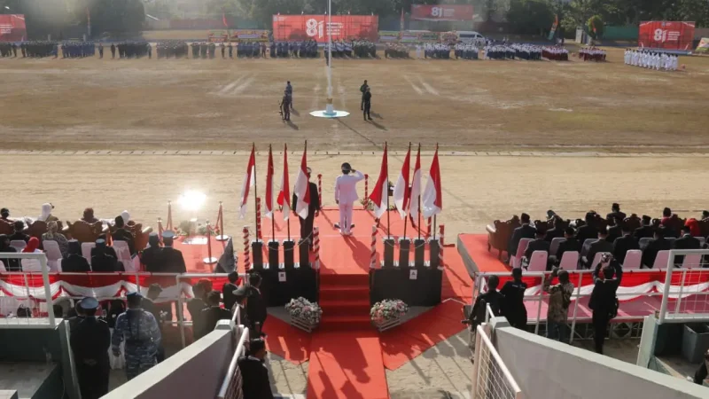Upacara Peringatan HUT RI ke 81 di Kabupaten Belitung Kembali Diadakan di Stadion, Tanpa Sekat Antara Masyarakat dan Pejabat
